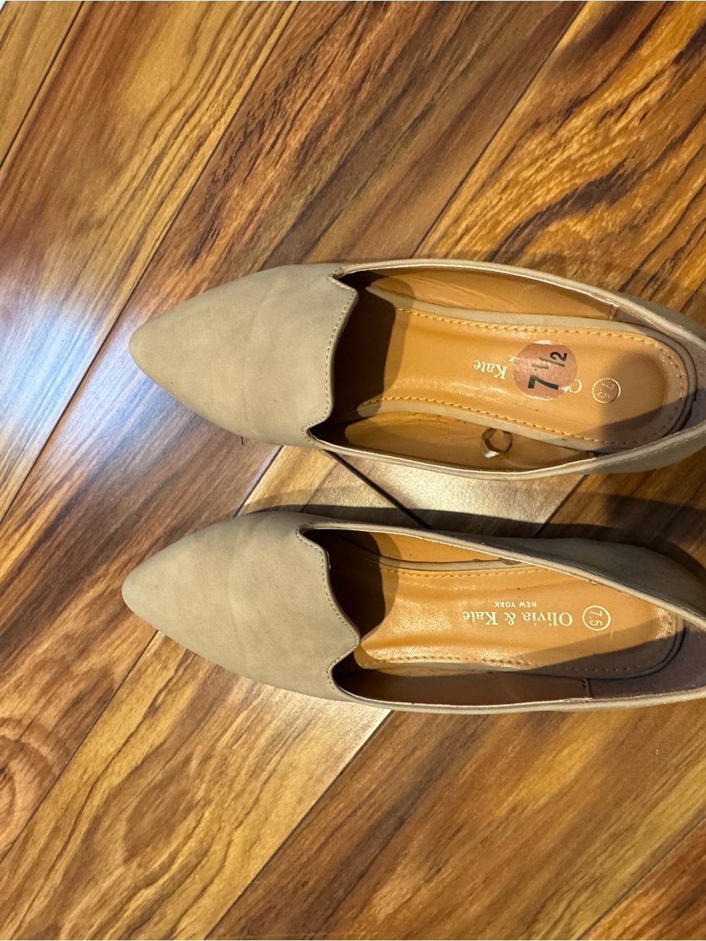 Olivia & Kate Taupe Pointed-Toe Loafers - Sleek Slip-On Flats